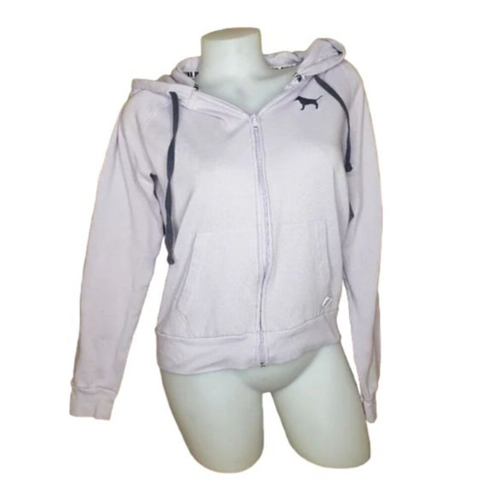 VS PINK LAVENDER PURPLE ZIP FRONT HOODIE JACKET SIZE MEDIUM
